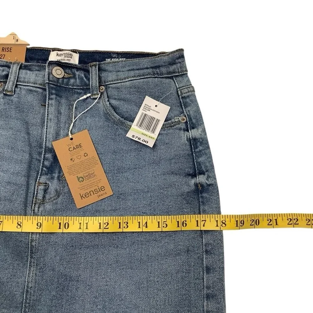 NWT Kensie The High Rise Fron Slit Long Denim Skirt Women Size 4/27